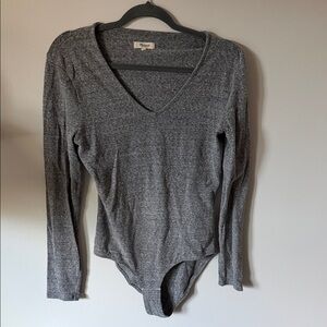 Madewell Charcoal V-Neck Bodysuit
